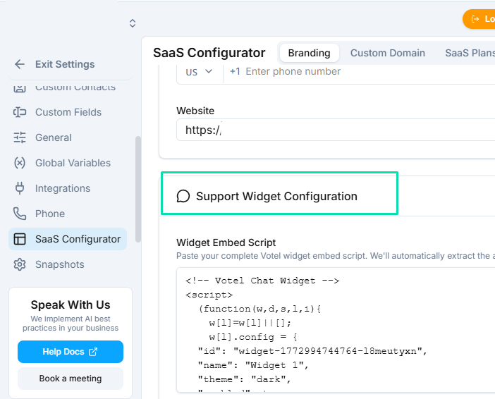 Support Widget
